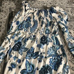 SHEIN floral blue and white maxi dress